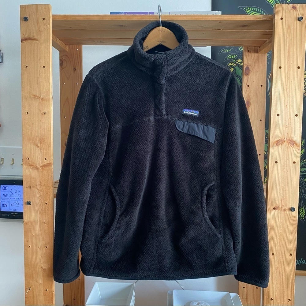 Patagonia Black Half-Snap High Pile Fleece Pullover Jacket Sweater Medium - Picture 3 of 15
